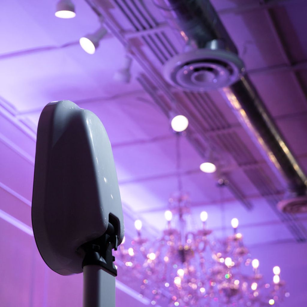 Digital Booth Indoor Engagement Event. Purple Lighting